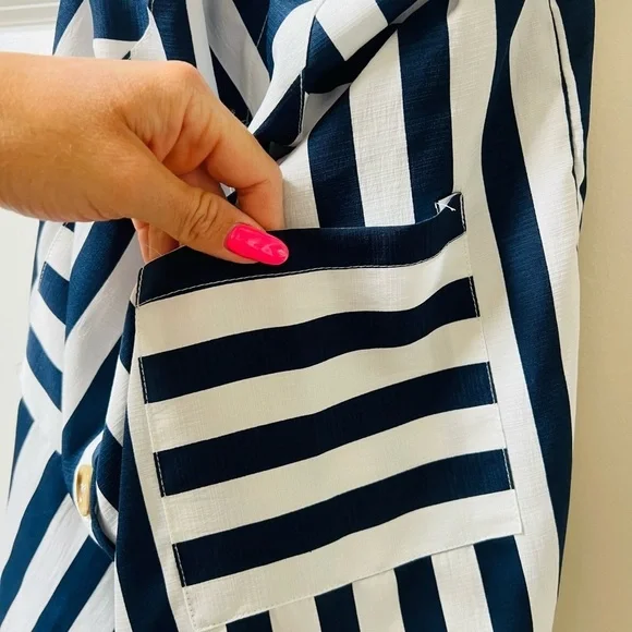 Navy and White Striped Dress - Picture 4 of 5